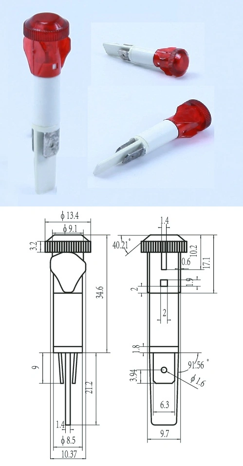 Đèn đèn Neon Pilot 10mm IP65 A-14-2 Đèn chỉ số LED đỏ 0