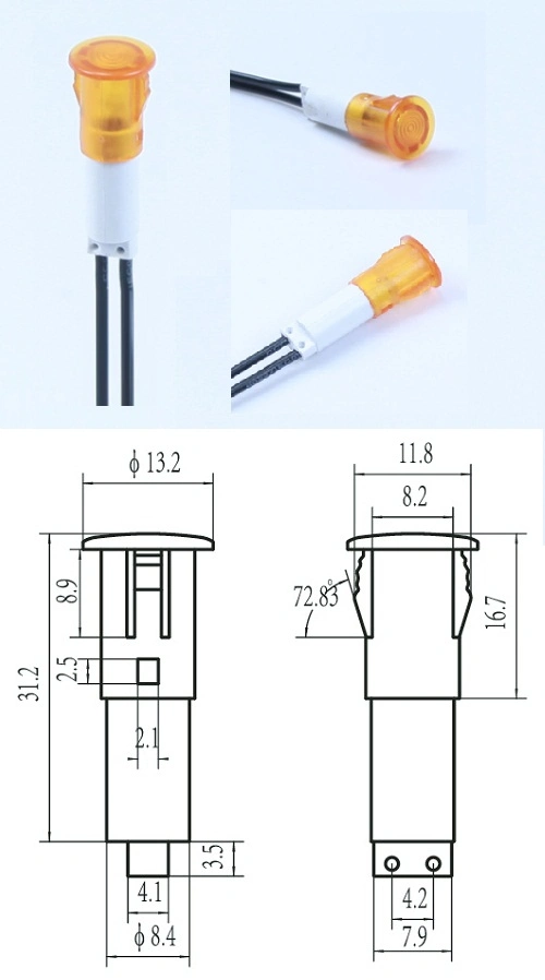 Đèn lái màu vàng 10mm A-16-1 Đèn chỉ số bảng 12 Volt 0