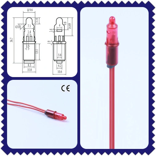 A-18 Đèn thử nghiệm màu đỏ Đèn chỉ số đèn thử nghiệm 10mm 220v Quyết định REACH 0